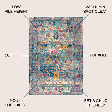 Vibrant bohemian Flair Boho Vintage Medallion Area Rug